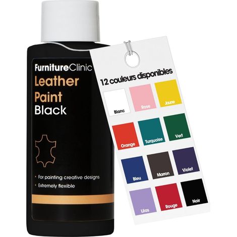 Peinture pour cuir - Pour peindre tous les cuirs : chaussures, sacs à main, vêtements, etc. Flexible et durable (noir, 50 ml) (1/5)