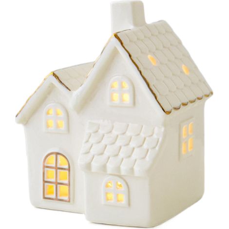 1 Maison lumineuse en céramique, design nordique, effet phosphorescent, décoration intérieure Noël (1/5)