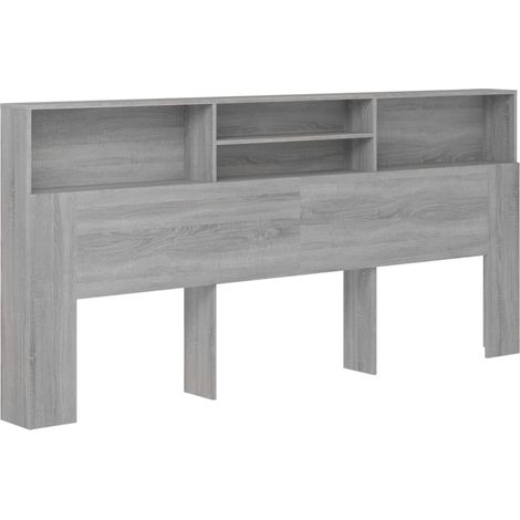 Cabecero con almacenaje cama accesorio mesita de noche estante 220 x 19 x 103,5 cm MDF gris TDL0200001