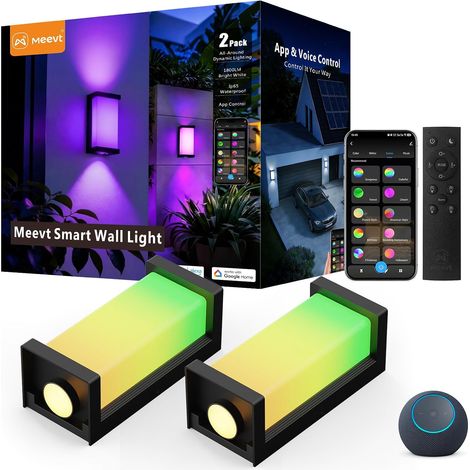 Applique Murale Exterieur 1800Lm, IP65 RGBCW Lampe Murale (2 Pièce) (1/5)