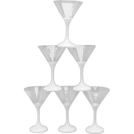 Lot de 6 verres à martini lumineux LED clignotants en plastique (210 ml), verres à cocktail LED avec pied, accessoire de fête lumineux. (1/5)