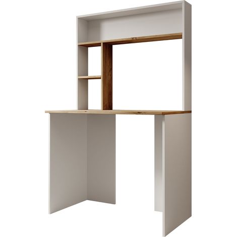 Escritorio  Mesa de Trabajo  Mesa de ordenador  Dormitorio Juvenil  Blanco y Pino Atlantico Acabado Mate  90x149x51,6cm  Modelo Pixel (1/5)