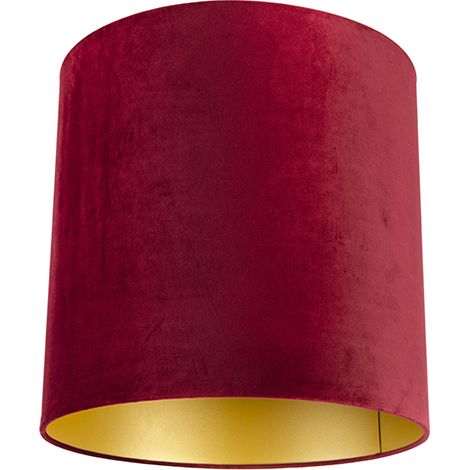 QAZQA cilinder velours - Abatjour - Ø 400 mm - Rouge - (1/5)