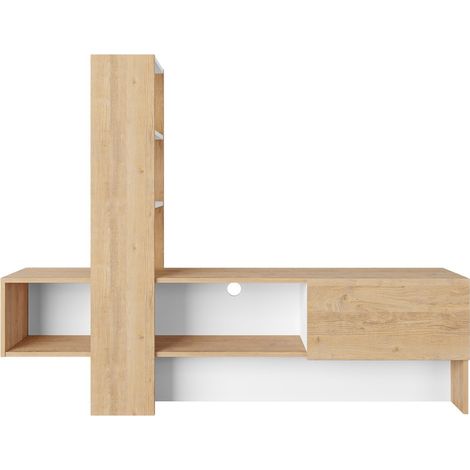 Mueble de pared mueble TV 180 cm roble claro y blanco mate - Barcellona (1/5)
