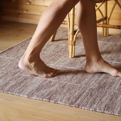 Tapis en Laine Contemporain Tissé à la Main - Coloris Brun Rose, Taille L - PANGIVO (1/5)
