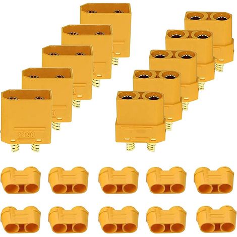5 Paires XT90 Connecteur with Gaine Connecteur XT90 Connecteur mâle et Femelle pour Modèle RC et Plus (5pcs XT90 Connecteur Mâle + 5pcs XT90 Connecteur Femelle) (1/5)
