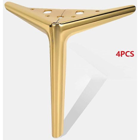 (Or, 18 cm) Un ensemble de 4 pieds de meubles avec vis, pieds de table en métal, capables de supporter jusqu'à 300 kg, pieds de meubles triangulaires, adaptés aux armoires, canapés, tables basses, etc (1/5)