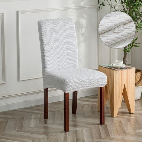 Housse de chaise beige, 1 pièce, extensible, moderne. (1/5)