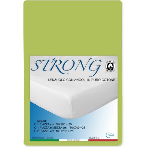 LENZUOLO con ANGOLI STRONG tinta unita VERDE ACIDO made in Italy Una Piazza