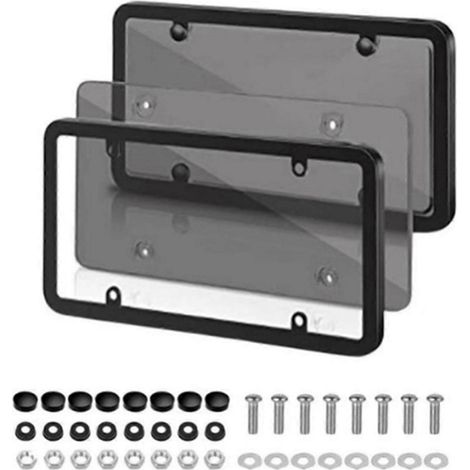 Cadre de plaque d'immatriculation avec protection, support et porte-plaque d'immatriculation (1/4)
