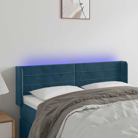 LED Kopfteil Dunkelblau 147x16x78/88 cm Samt (1/5)