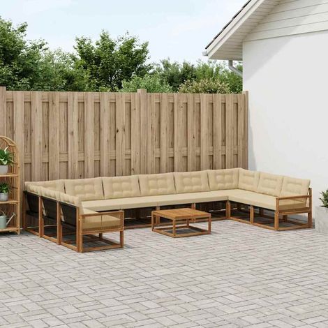 vidaXL Outdoor-Sofagarnitur mit Kissen 11 pcs Natur und Beige (1/5)