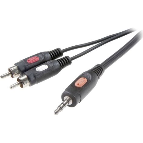 Câble adaptateur audio Speaka jack 3,5 mm sur 2 RCA mâles 10 m blanc SpeaKa Professional SP-7869792 (1/5)