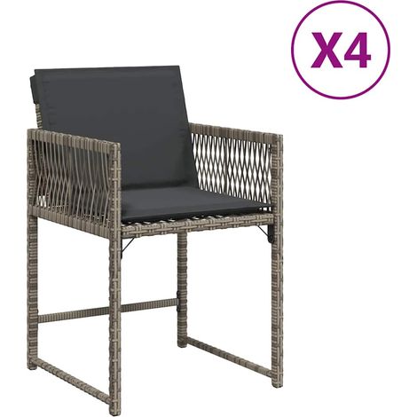Maison Exclusive - Sedie da Giardino con Cuscini 4pz Grigio in Polyrattan