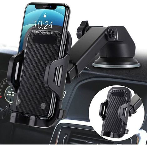 Handyhalterung fürs Auto, Armaturenbretthalterung, universell um 360 Grad drehbar, ausziehbarer Arm mit Ein-Knopf-Bedienung (1/4)