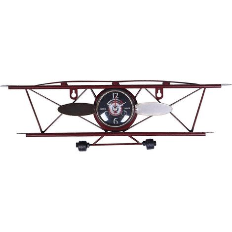 Horloge Avion Rétro Murale, Pendule en Fer Forgé Décoratif, Horloge Vintage Acier pour Bureau et Salon, Cadran Style Pilote (1/5)
