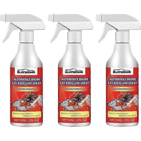 Lot de 3 sprays anti-rongeurs et rongeurs de 60 ml pour moteur de voiture, protégeant ainsi les câbles et fils électriques. Accessoires auto. (1/5)