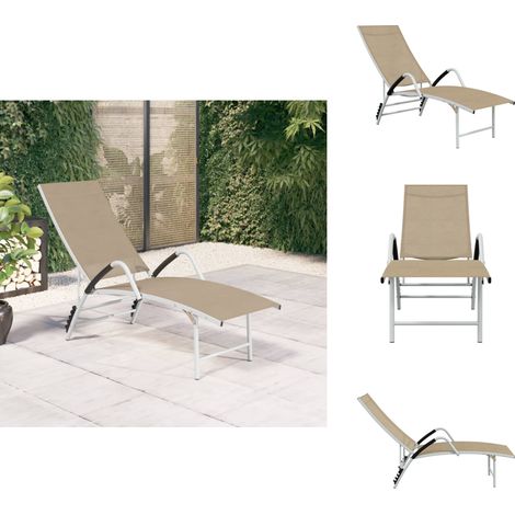 Chaise longue Textilène et aluminium Crème - Chaises Longues - Transat - Mobilier De Jardin - Chaises Extérieures - Relaxations (1/5)