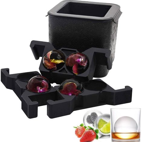 Eiskugelform für 4 kristallklare Eisbälle, 6 cm, BPA-frei, Silikon (1/5)