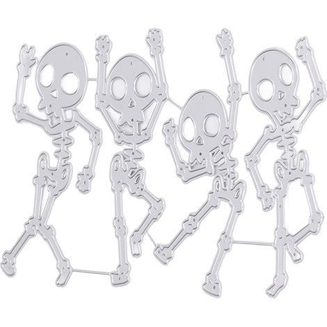 Matrice de découpe squelette d'Halloween - Crâne de squelette - Découpe pour scrapbooking et création de cartes - Papier gaufré - Création de cartes