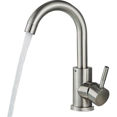 Mitigeur de lavabo inox noir pour salle de bain et vasque (1/5)