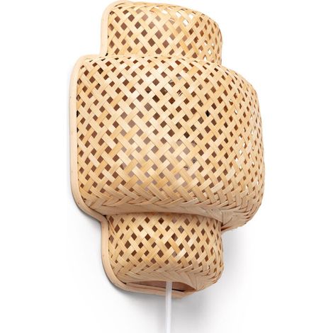 – Applique murale en bambou naturel – Type E27 pour ampoules LED – Design boho-chic pour salon et entrée – Fabrication artisanale (1/5)