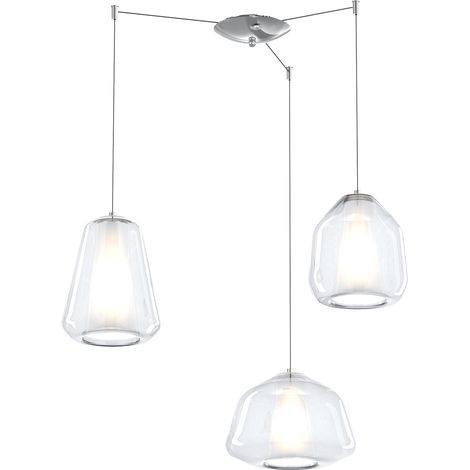 SOSPENSIONE CROMO 3 LUCI SPOSTABILE VETRI ALPHA + BETA + GAMMA TRASPARENTI 1176CR-S3 S ABG-TR