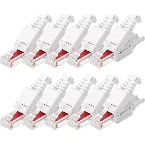 Connecteur étanche RJ45, 10pcs Connecteurs RéSeau sans Outil RJ45 CAT6, Connecteur de câble LAN Ethernet CAT6 Blindé, Femelle à femelleConnecteur RJ-45 Sans Outil, AWG24-26, 1 GBit/s (1/5)