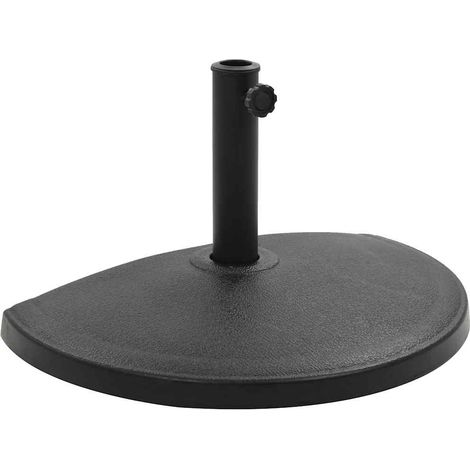Socle de parasol demi-rond en polyrésine 15 kg – Noir, 60 x 35 cm – Avec adaptateurs pour mâts 38 et 48 mm et boulon de verrouillage (1/5)