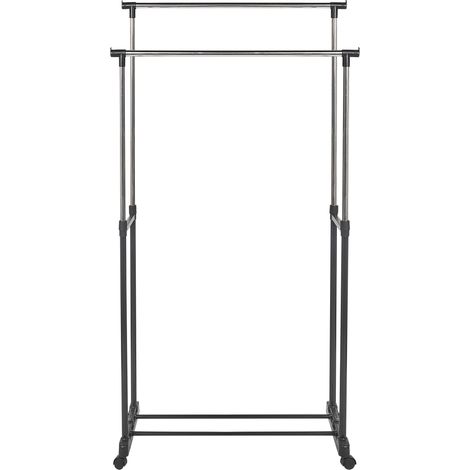 Perchero de interior soporte para ropa vestidor con ruedas metal negro Gilmer