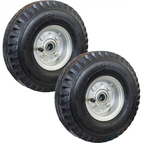 Linxor – Lot de 2 roues gonflables 25 cm – Jante métal galvanisé – Charge max 120 kg – Pour chariots et diables – Valve étanche