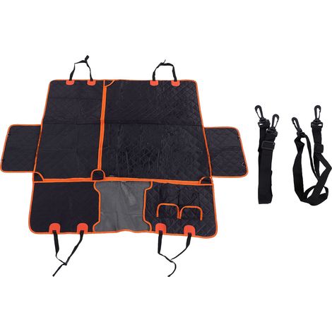 Housse siège auto antidérapant griffe résistant imperméabilisation hamac pour chien animal de compagnie SUV camion orange noir (1/5)