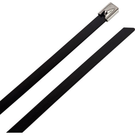 Serre-câble RS PRO 1m x 8 mm Noir en Acier Inoxydable 316 ( Prix pour Paquet de 100 )