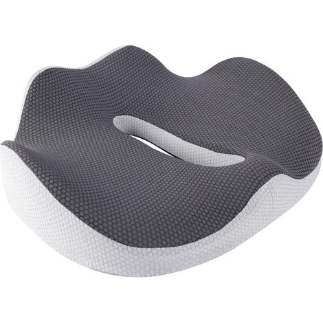 (Gris)Coussin Ergonomique Assise – Mousse Mémoire de Forme – Coccyx, Bureau, Voiture – Soutien Lombaire, Respirant, Housse Amovible (1/4)