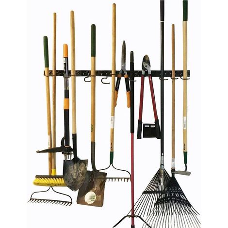 Sistema de almacenamiento ajustable, 120 cm, soportes para herramientas de pared, organizador de herramientas de pared, organizador de garaje, organizador de herramientas de jardín, perfecto para el a (1/4)