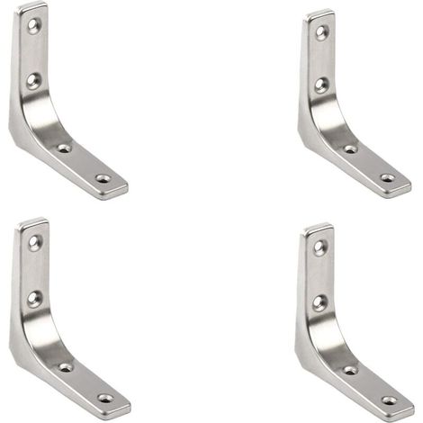 Un ensemble de 4 supports, comprenant un support mural flottant en acier inoxydable à 90 degrés et un support d'angle métallique en forme de L (7,5 cm). (1/4)