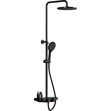 Duschsystem Bernstein Thermostat BS371 Schwarz matt inkl. Duschkopf und Handbrause Rundes Design