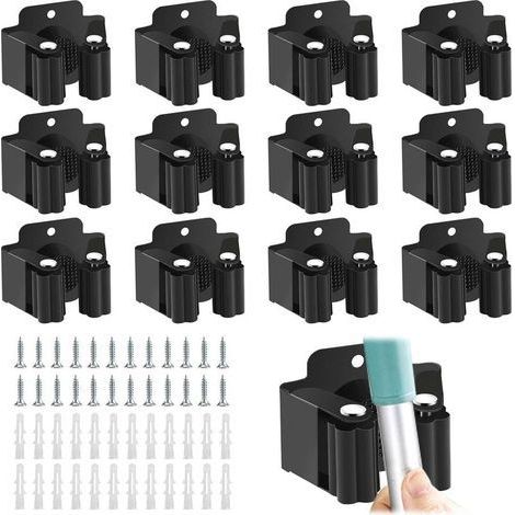 Lot de 12 Supports Muraux, Porte-Balais Muraux, Support Mural, Porte-Outils, Porte-Outils pour Accrocher les Outils de Jardin et les Balais pour SerpillèRe, Balai, Pelle, Outils (1/5)