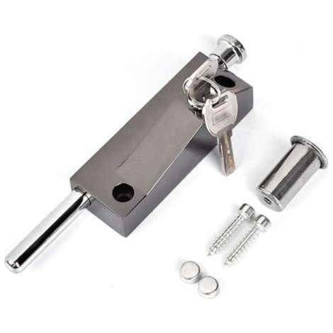 Serrure de porte universelle en alliage d'aluminium noir, accessoires d'installation inclus (vis et 2 clés), convient aux chambres, abris de jardin, garages, etc. (1/4)
