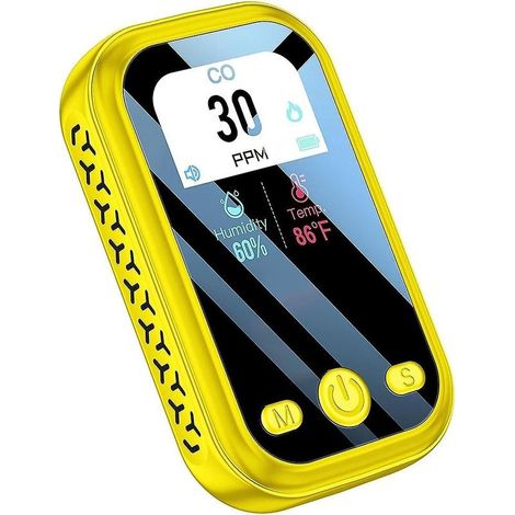 Tragbarer 3-in-1-Kohlenmonoxidmelder: Mini-Luftqualitätsmonitor, Rauchmelder, CO-Messgerät, Temperatur- und Feuchtigkeitssensor. (1/5)