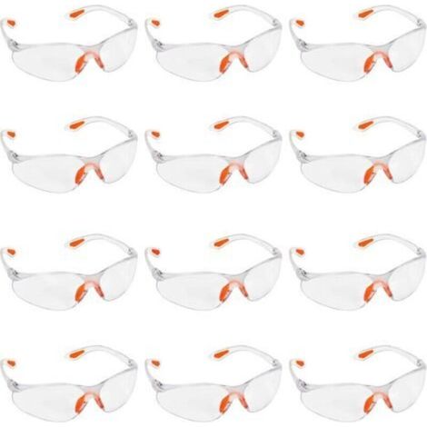 Lot de 12 lunettes de sécurité transparentes – Conformes à la norme EN166 – Verres en plastique anti-rayures – Protection latérale intégrée (1/4)