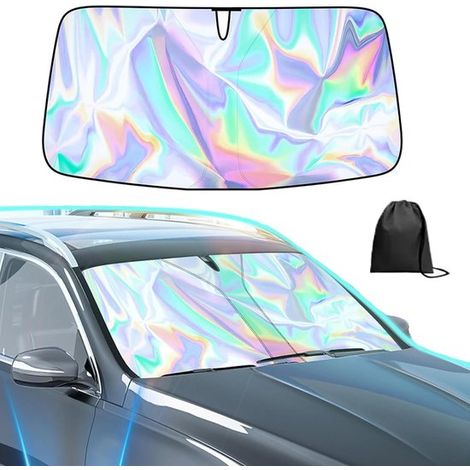 Parasol plegable para coche, aislante térmico, bloquea la luz ultravioleta, 145 x 80 cm. (1/4)