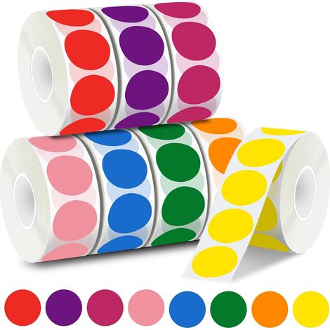 4000 Gommettes Rondes Multicolore, 25mm Gommettes Autocollantes Ronde Couleur Codage Étiquettes Pastille Couleur Autocollante pour Calendriers Bureau Art (1/5)