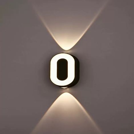 LED Hausnummernleuchte 0, Moderne Außenwandleuchte mit Up & Down Licht, Warmweiß, IP65 Wetterfest für Hausfassade und Eingang