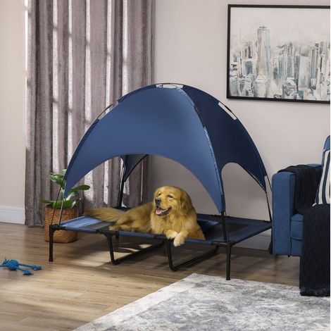Outdoor-Hundebett mit Sonnendach, 122 x 92 x 108 cm, Dunkelblau und Schwarz OKMYHOME (1/5)