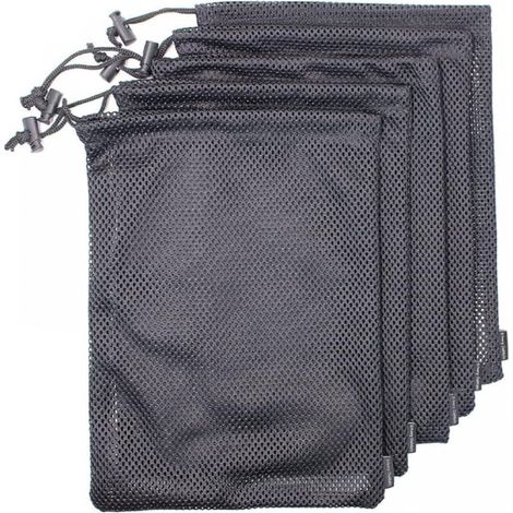 5 Stück 45 x 35 cm schwarze Netztasche, robuste Nylon-Kordelzugtasche – kleiner Reise-Netztaschen-Organizer (1/5)