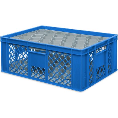 BRB Gläserkiste 600x400 mm für 15, 24, 33 oder 40 Gläser, farbig (Blau, für 33 Gläser Ø 75 mm, Glashöhe max 205 mm)