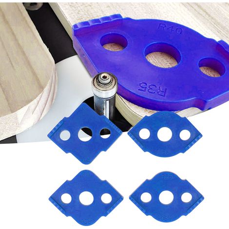 Ensemble de 4 pièces pour le travail du bois, coin semi-arrondi à positionnement rapide (bleu) (1/5)