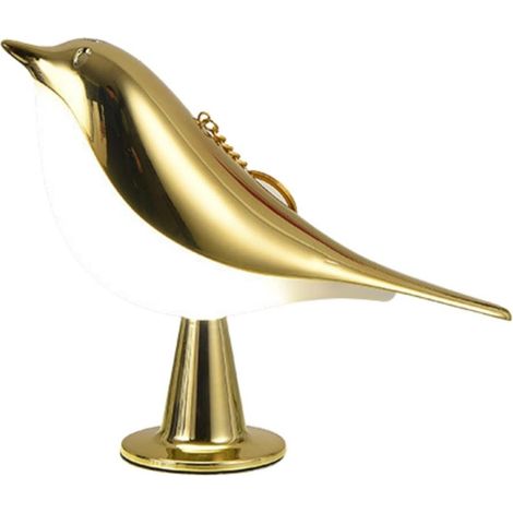 Lampe d'oiseau tactile rechargeable pour chambre d'enfant, 3 couleurs de lumière, batterie intégrée, idéale pour table de nuit, couleur champagne (1/3)