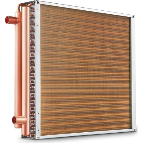 VEVOR Scambiatore di Calore Acqua-Aria, con Alette in Alluminio 242 per Forni a Legna Esterno, Riscaldamento e Raffreddamento Residenziale ad Aria Forzata Porte Rame 3 File 9,53 mm 50,8 x 50,8 cm (1/5)